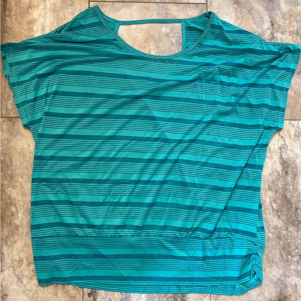 NWOT Lane Bryant Dolman Sleeve Green Striped Burnout Scoop Neck Top - Size 18/20